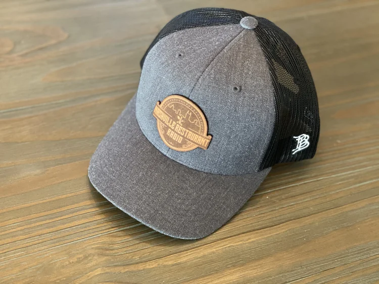 Charcoal/Black Trucker Hat with Leather Patch